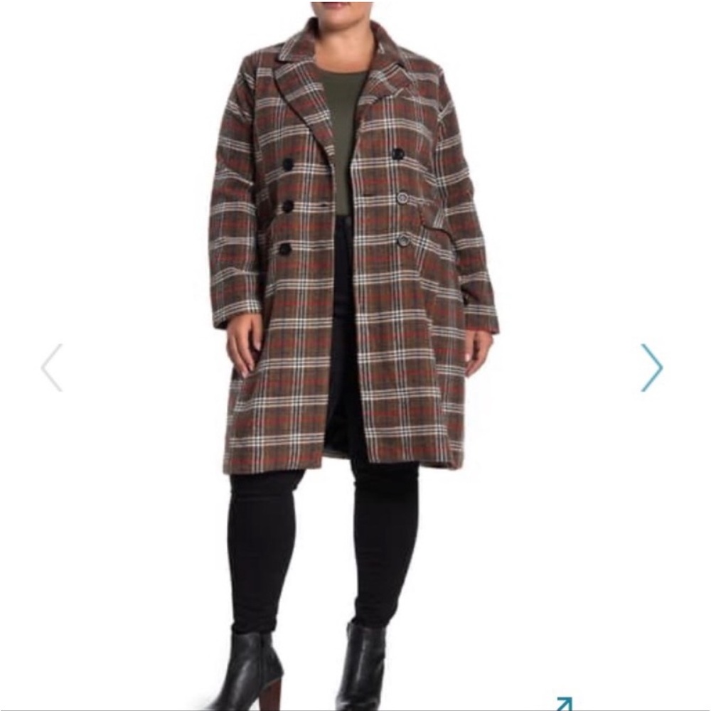 Urban Republic plaid long coat jacket shacket blazer preppy academia holiday M - Picture 2 of 14